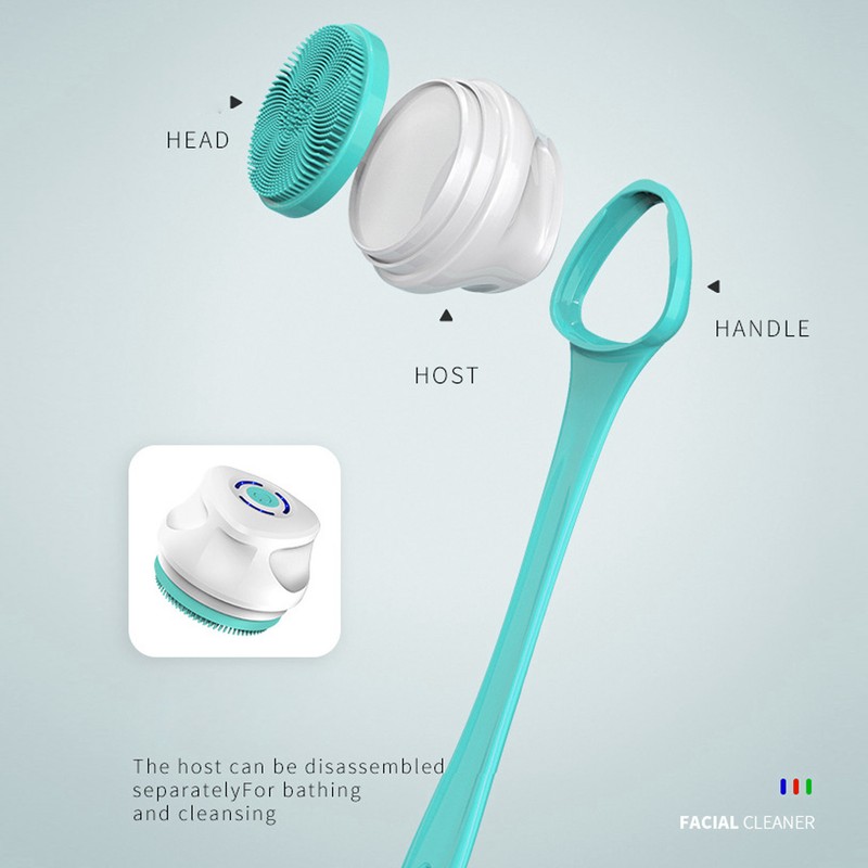 Electric Body Brush Set Rechargeable Long Handle Scrubber Shower Brush