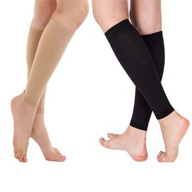 EROSPA® Compression Sleeve Leg Warmers Running Socks - Calf Compression Socks - Running, Jogging, Cycling - 1 Pair (Black)