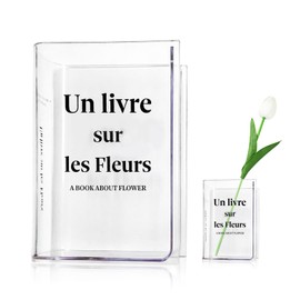 1 Piece Clear Vase Tulip Vase Acrylic Book Vase Flower Book Vase Transparent Book Vase Easy for Party Living Room Office Cafe Decoration