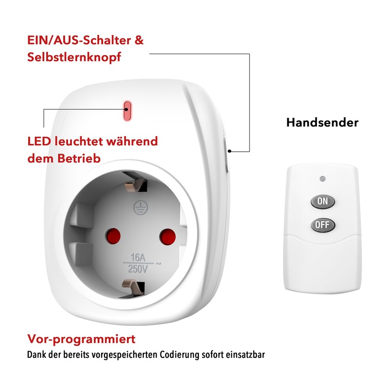 HBN 1 x Radio Socket with 1 Remote Control, 16