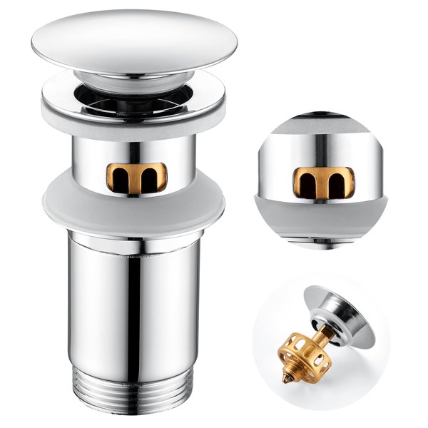 Auralum Stainless Steel Sink Plug, Drain Plug with Brass Anti