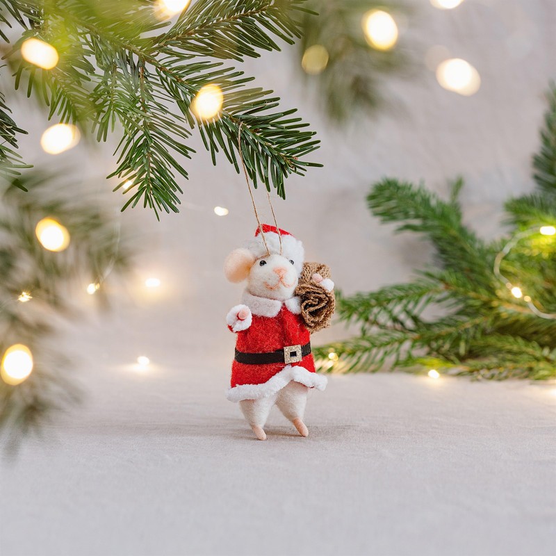 Sass & Belle Santa Mouse Hanging Decoration