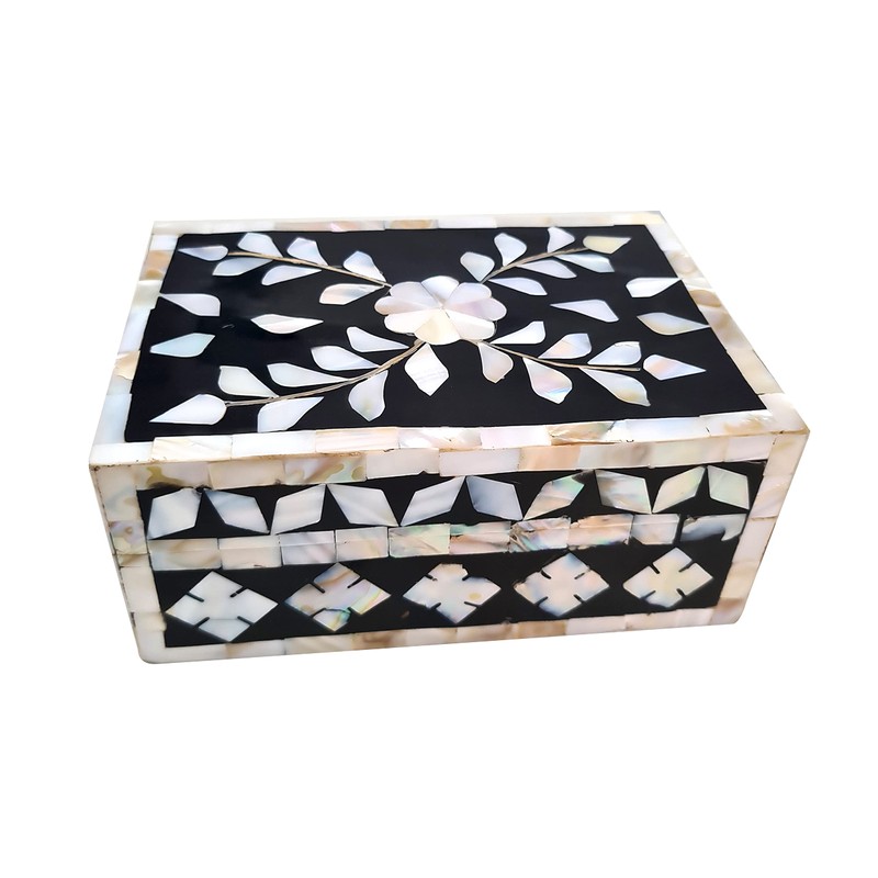 collectiblesBuy Handcrafted Bone Inlay Decorative Box Floral Design Multipurpose Storage