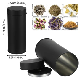 zisiueel 6 Pack Tea Tin Canister with Airtight Double Lids, 21 Fl Oz Tin Can Box and Large Round Kitchen Canisters for Loose Tea, Coffee, Candy and Spices(Black)