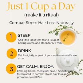 Bloomballa Beauty Gro-Well+Stress-Less Tea - De-Stress and Support Hair Growth - Organic Herbal Loose Leaf Tea - Adaptogenic - 32 grams