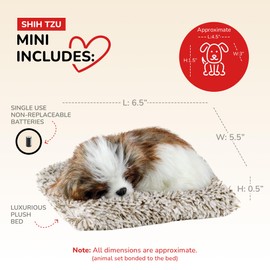 Perfect Petzzz - Mini Shih Tzu, Stuffed Animals for Girls and Boys, Dog Toys for Kids and Elderly, Battery-Operated Live Pet Toys, Companion Realistic Dog Calming Toys with Synthetic Fur