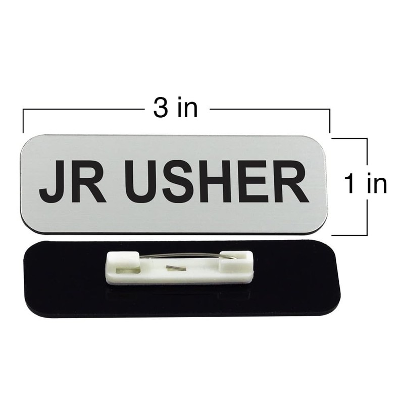 Jr Usher 1 x 3 Name Tag, Brushed Gold (10