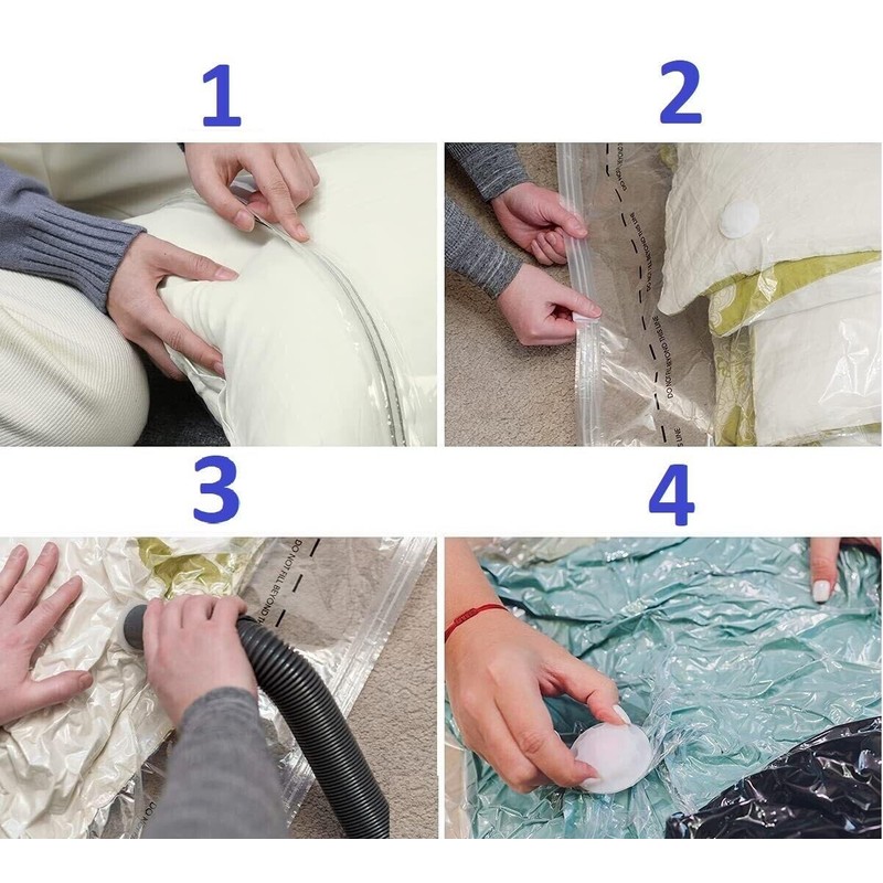 Vacuum Storage Bags Space Saving for Clothes, Bedding, Pillows, Reusable