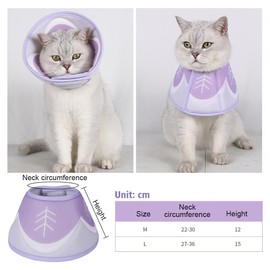Cat Cone Collar Soft to Stop Licking and Scratching Adjustable Elizabethan Collars Pet Recovery Collar for Kitten Prevent from Licking Wounds (Purple, M)