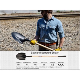 IDEALSPATEN - Made in Germany Since 1899 - Saarland Serrated Shovel - Professional Round Nose Cutting Shovel for Roots 4lb - 59 in (Saarland)#IS220