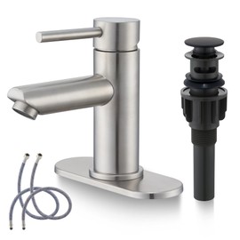 Brushed Nickel Bathroom Sink Faucets Single Hole Single Handle Stainless Steel Bathroom Faucet RV Faucet Deck Mount 1 Hole or 3 Holes with Pop-up Drains