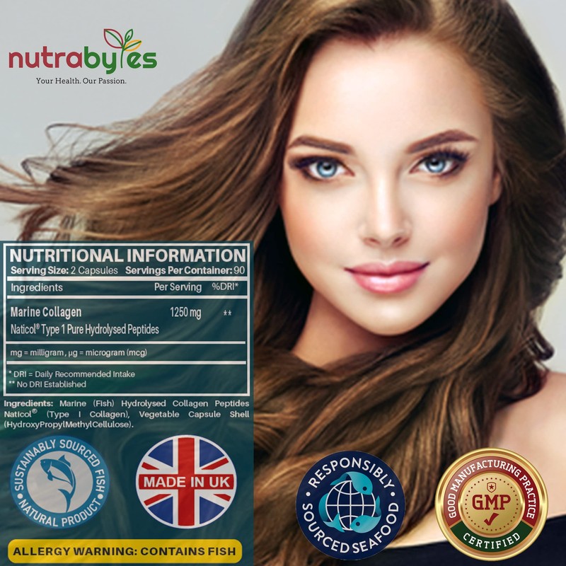 Pure Marine Collagen Capsules - 1250mg High Strength Collagen Supplement