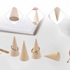 XDGBGFN 12 Pieces Ring Holder Wooden Cone Ring Stand Wooden