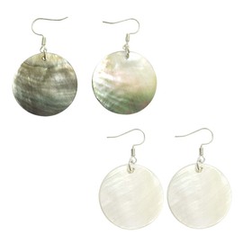 AMOR SPES Natural White Sea Shell Silver Drop Dangle Earrings Women Girl Gift Beach Jewelry (2PCS SET)