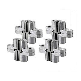 2pair (4pcs) of 1-3/4'' Hidden Hinges Stainless Steel Invisible Door Hinges Concealed Barrel Wooden Box Silver