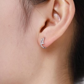 Viromy Women's Hoop Earrings, Ring Earrings, Non-Allergic, Medium Folding, Catchless, Closed, Zirconia, Silver, Pink Gold, Small, Small, Small, Small, Small, Small, Small, Small, Small, Small, Small