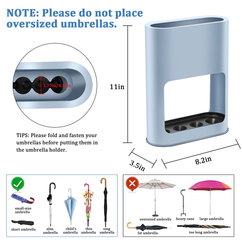 DricRoda Small Space Saving Umbrella Rack with Drip Tray for