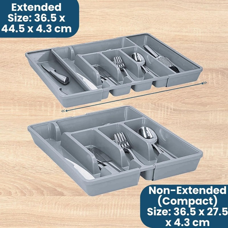 Envenzo Cutlery Drawer Organiser Plastic 36.5X44.5X4.3CM Kitchen Drawer Large Extendable