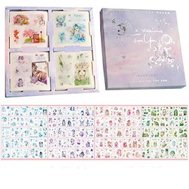 Misaki Diary Stickers, Cute, Princesses, Girls, Flowers, Stars, Sea, Animal, Washi Stickers, Notebook Stickers, 100 Pieces, DIY Stickers, Diary, Calendar, Household Book