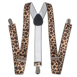 BigbigMall Adjustable Unisex Adult Child Elastic Clip-on Brace Suspender Y Back Neon Belt,Leopard Print
