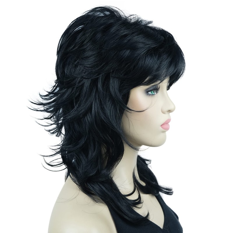Lydell Long Soft Shaggy Layered Black Wig Classic Cap Full