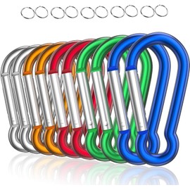 Mosquetón de Aluminio, Clips de Mosquetón de 10 Piezas Mosquetones Multifuncionales con Anillo en D para llaveros, Cuerdas, Botellas de Agua y Senderismo al Aire Libre para Acampar