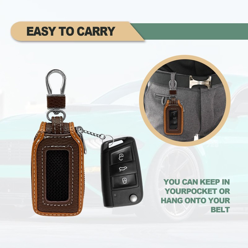2 Pieces Superior Leather Car Case Key Fob Protector, Smart