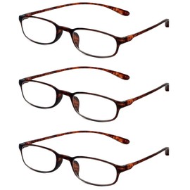 Calabria 718 Flexie Oval Reading Glasses +1.00 Tortoise 3 Pack Men/Women Bendable Single Power Readers Flexible Durable TR90