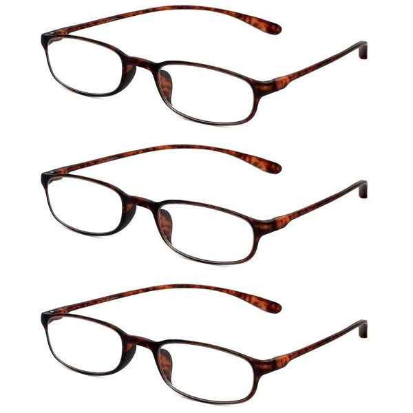 Calabria 718 Flexie Oval Reading Glasses +1.00 Tortoise 3 Pack