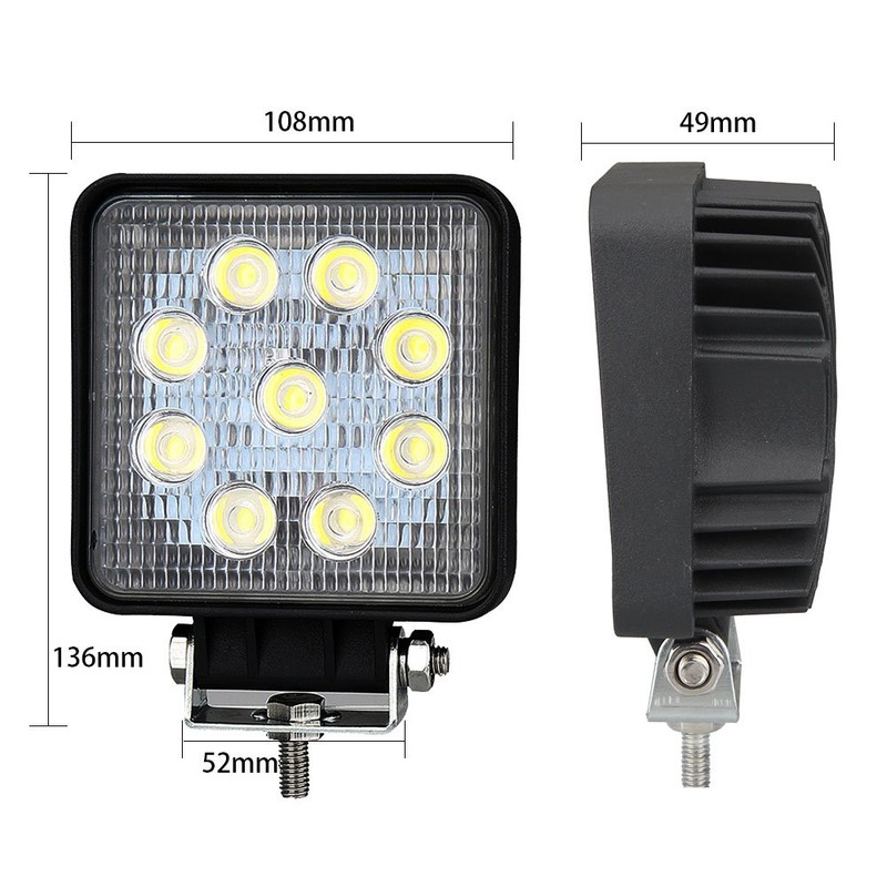 LED Work Light, 24 V, 12 V, 27 W, Wide