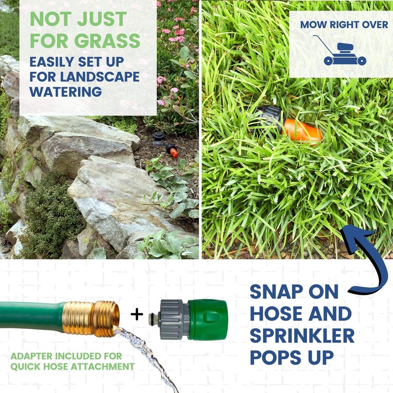 Quick-Snap In-Ground 5-Inch Pop-Up Adjustable Sprinkler 2-Pack With Quick Hose