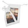 Lunarable Lighthouse Fabric Pouch Set of 2, Landscape Ocean Sunset