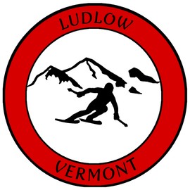 Athena Brands Ludlow, Vermont - Sports Skier - Car Truck Window Bumper Graphics Sticker Decal - Red