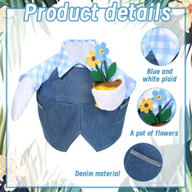 GANSHAYA Sweet Gardener Porch Goose Outfits 23" Goose Statue Clothes Lawn Cement Goose Garden Yard Decor (Blue)