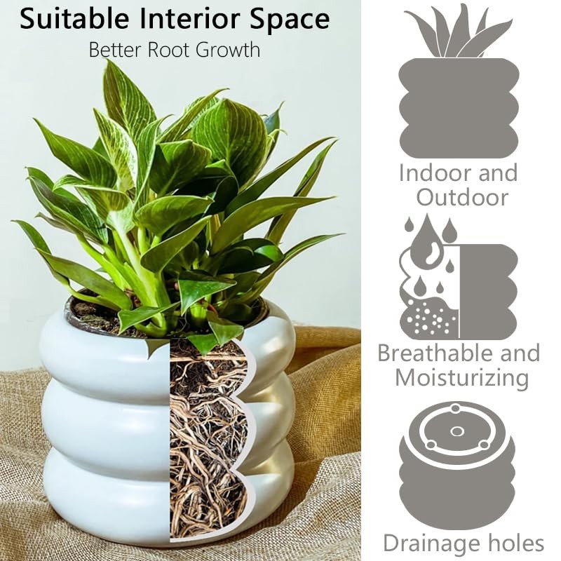 Cusmation 4.7 Inch Modern Plant Pot White Ceramic Planters for