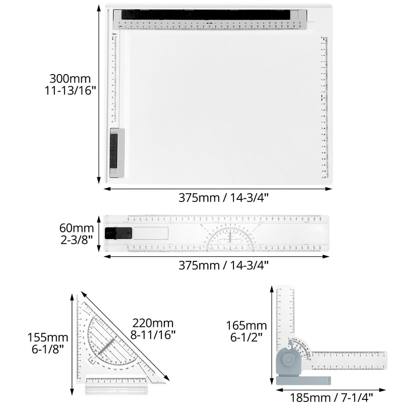 QWORK® Multifunctional Drawing Board Set, DIN A4 Drawing Board with