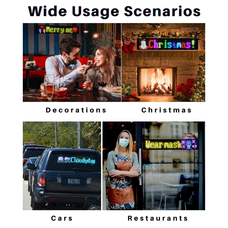 SUBORAWOS LED Car Sign,Programmable Bright LED Signs,Bluetooth APP Control,Flexible LED