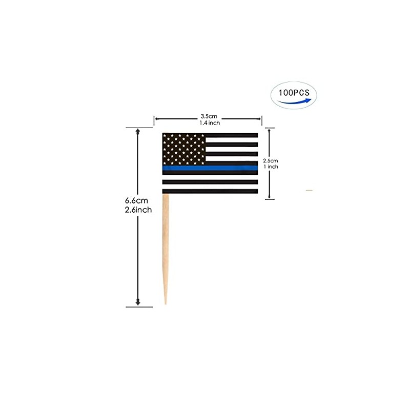 100 Pcs American Thin Blue Line Flag US Police Topper