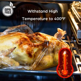 WRAPOK Large Turkey Roasting Bags Cooking Oven Chicken Bag for Meat Poultry Fish Seafood Vegetable - 20 Bags (21.6 x 23.6 Inch)