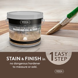 WOCA Denmark - Diamond Oil Active Wood Finish - Low VOC Plant Based Penetrating Oil for Untreated, New, or Newly-Sanded Wooden Surfaces (250mL, Smoke Brown)