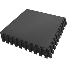 SUPERJARE 0.4 Inch Gym Flooring for Home Gym, 6 Tiles Gym Floor Mat with Heavy Duty Rubber Top, Interlocking Rubber Flooring Mats, 24" x 24" Workout Exercise Equipment Mats (24 sqft)