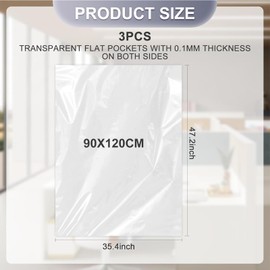 XINCHENG 3Pcs Extra Large Clear Plastic Storage Bags, 90 * 120CM Heavy Duty Clear Plastic Bags for Luggage, Suitcase, Furniture, Quilts, Plush Toys, Office Chairs