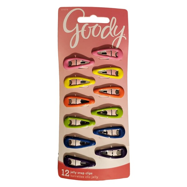 Goody Snap Hair Clips, Girls, Assorted Gel Colors, 12-count, Mini, Pack of 2 (07078)
