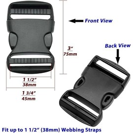 4 Pack Clips Snaps No Sewing Heavy Duty Plastic Replacement for Nylon Strap Webbing Boat Cover Backpack Fanny Pack