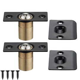 JQK Closet Door Ball Catch Hardware, Stainless Steel Catch Adjustable with Strike Plate, Black Finish 8 Pack, HBC100-BK-P8