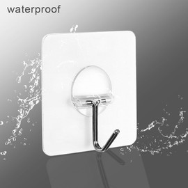 AUSTOR 16 Stücke Transparente Haken Selbstklebend Klebehaken Transparenter Haken Handtuchhaken Wandhaken (7,2cm x 7,2cm) für Küche Bad Wand & Decke Aufhänger, 22 Pfund/ 10 KG