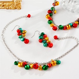 Christmas Necklace Christmas Jewelry for Women Christmas Bow Earrings Necklace Bracelet Jewelry Set Jingle Bell Jewelry Set Christmas Jewelry Gifts Holiday Xmas Necklace Stocking Stuffers