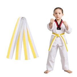 COYUN 1 x 180 cm White and Yellow Taekwondo Belt, Judo Belt, Judo Karate Belt, Martial Arts Karate, Judo Taekwondo Belts, Professional Karate Aikido Belt for Children, Adults, Martial Arts Belt