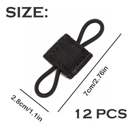 Pack of 12 Outdoor Molle Bag Buckle, Tactical Vest Strap with Buckle, Molle System Backpack Vest Accessories, Accessories for Tactical Backpack, for Antenna Stick Tube, Bottles, etc. (Black), black