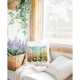 Forest Charger Wildflower Christian Pillowcase His Mercies are New Every Morning Bible Pillow Cover lamentations 3:23 Christian Throw Pillow Cover 18x18 Inch Christian Gifts for Women Men